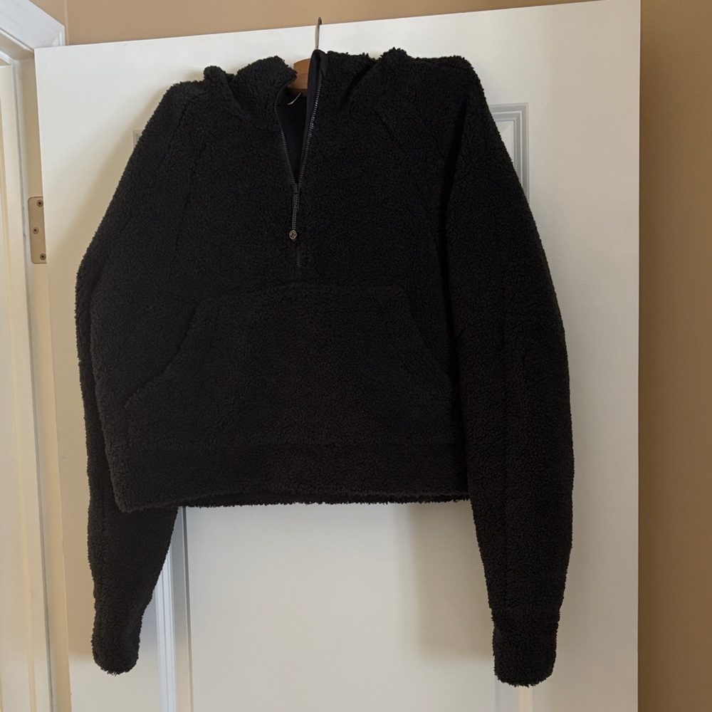 Lululemon Cozy Black Fleece Hoodie, front pocket